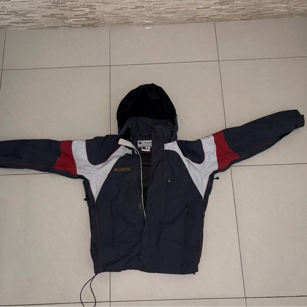 Columbia Red and Blue Performance Jacket with Hood